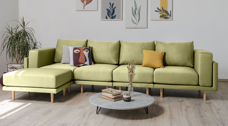 Modulares Sofa Donna XL mit Schlaffunktion - Hell-Grün-Mollia - Livom