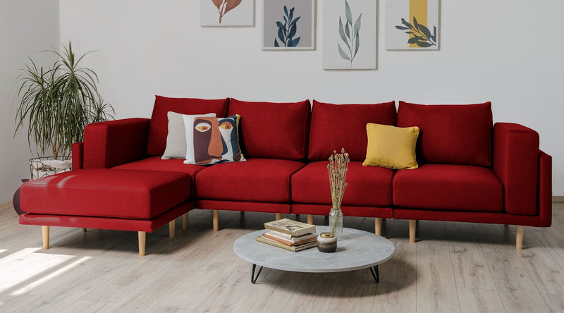 Modulares Sofa Donna XL mit Schlaffunktion - Rot-Velare - Livom