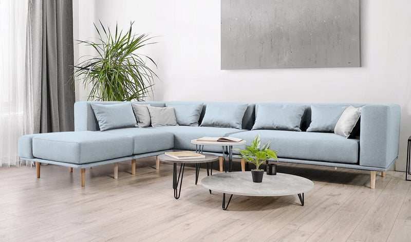 Modulares Sofa Jenny mit Schlaffunktion - Pastel-Blau-Mollia - Livom