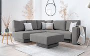 Modulares Sofa Jessica mit Schlaffunktion - Mittel-Grau-Velare - Livom